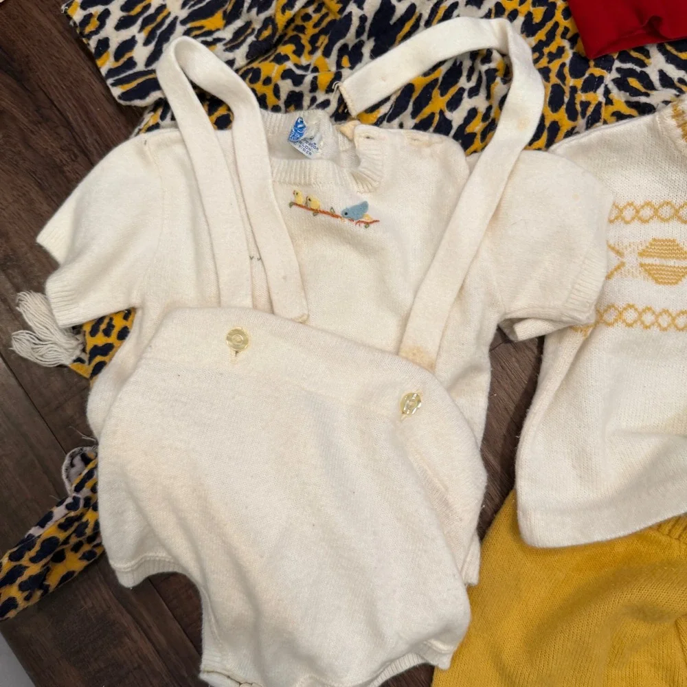 Vintage Baby Toddler Knit Clothing‎ Lot 1950s 1960s Rompers Cardigans